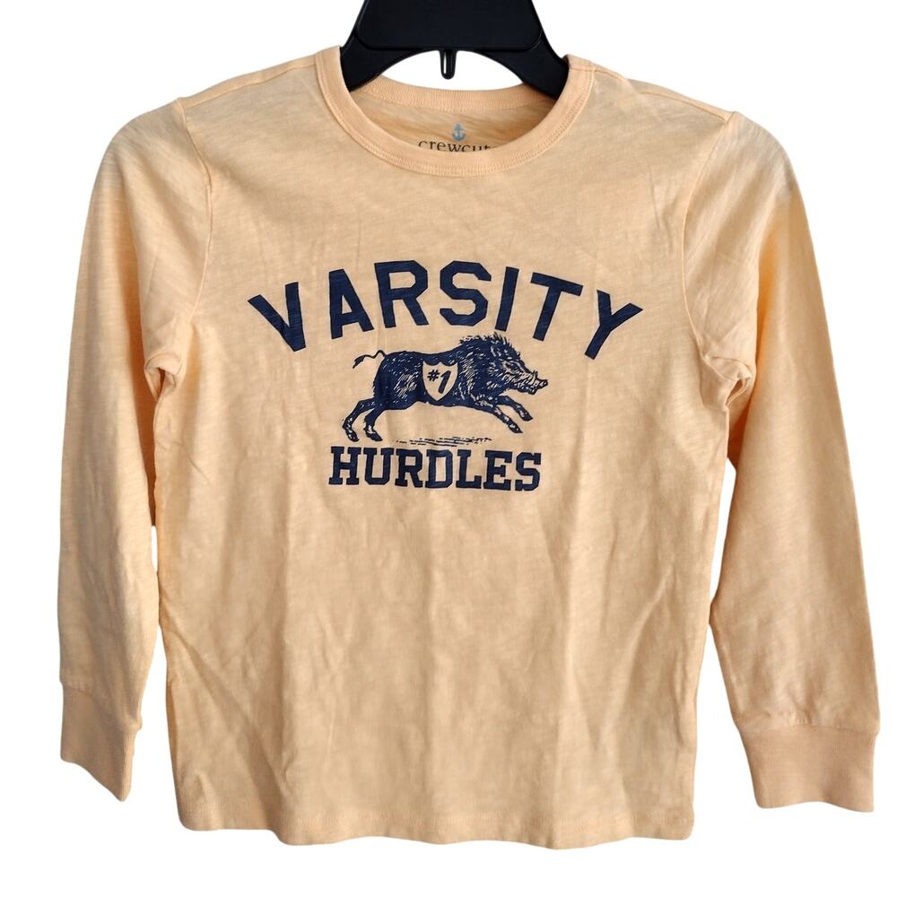 Crewcuts by J. Crew NEW Orange Varsity Graphic Long Sleeve Tee Youth Boys' M 8-9